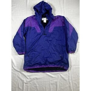 Vtg Columbia Men’s L 90’s Blue 1/4 Zip Windbreaker Purple Fishing Hiking